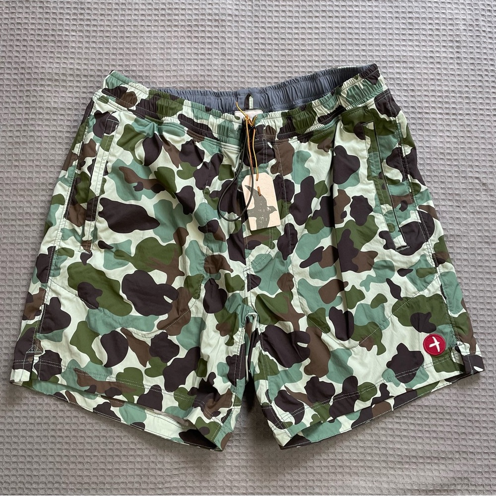 New Relwen Airtex Hybrid Shorts Large Men’s Frog Camo Nylon Stretch With Liner